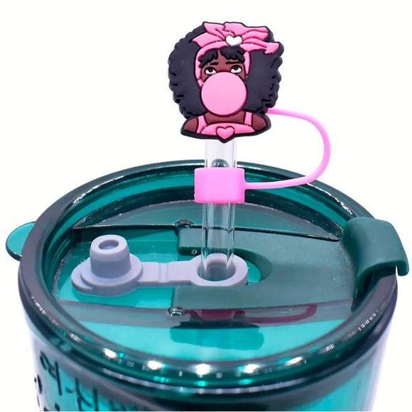 5 Random Silicone Straw Covers w/Reusable Inverted Straw Tips, Dust & Leak Proof - Picture 9 of 9